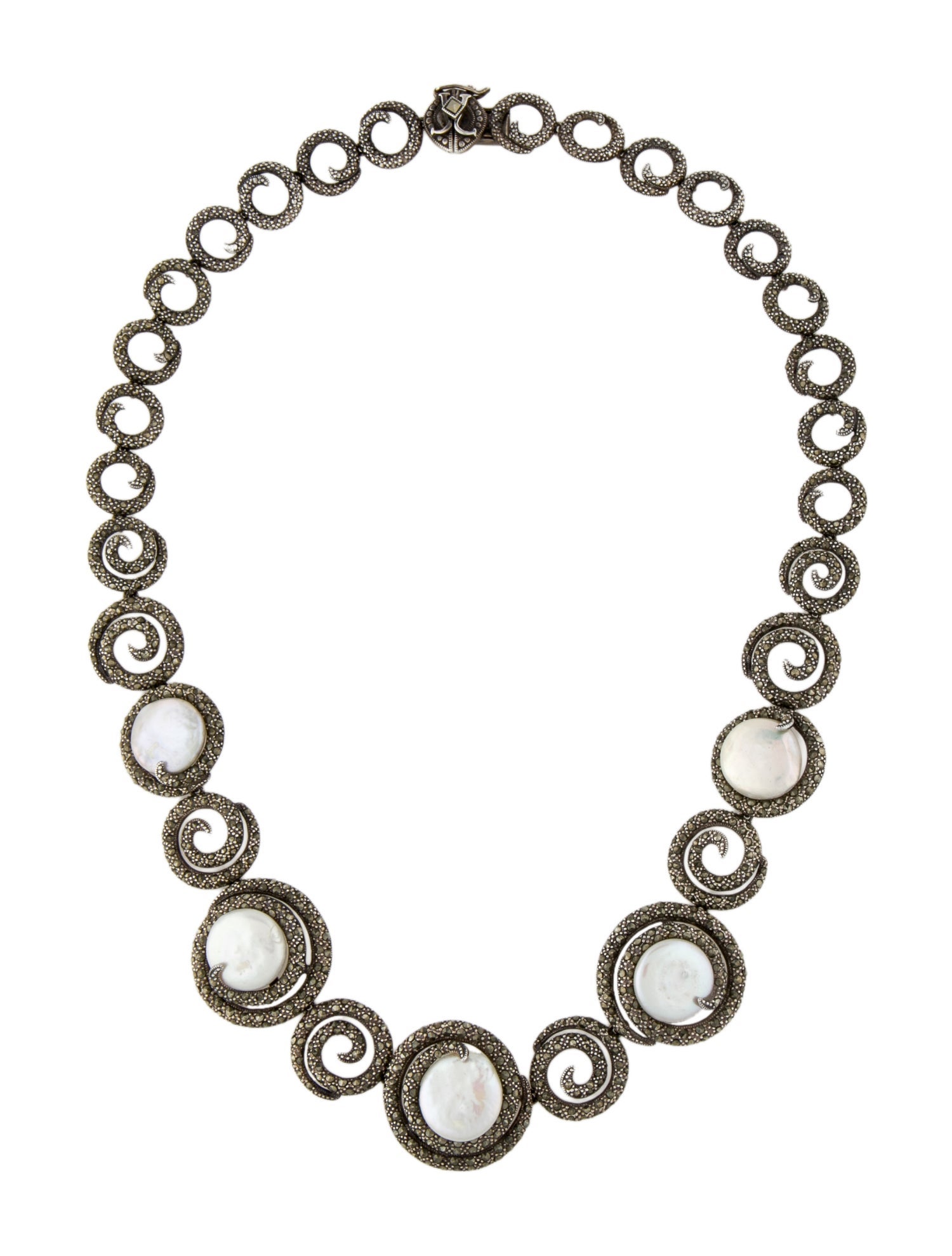Judith Jack Pearl & Marcasite Necklace