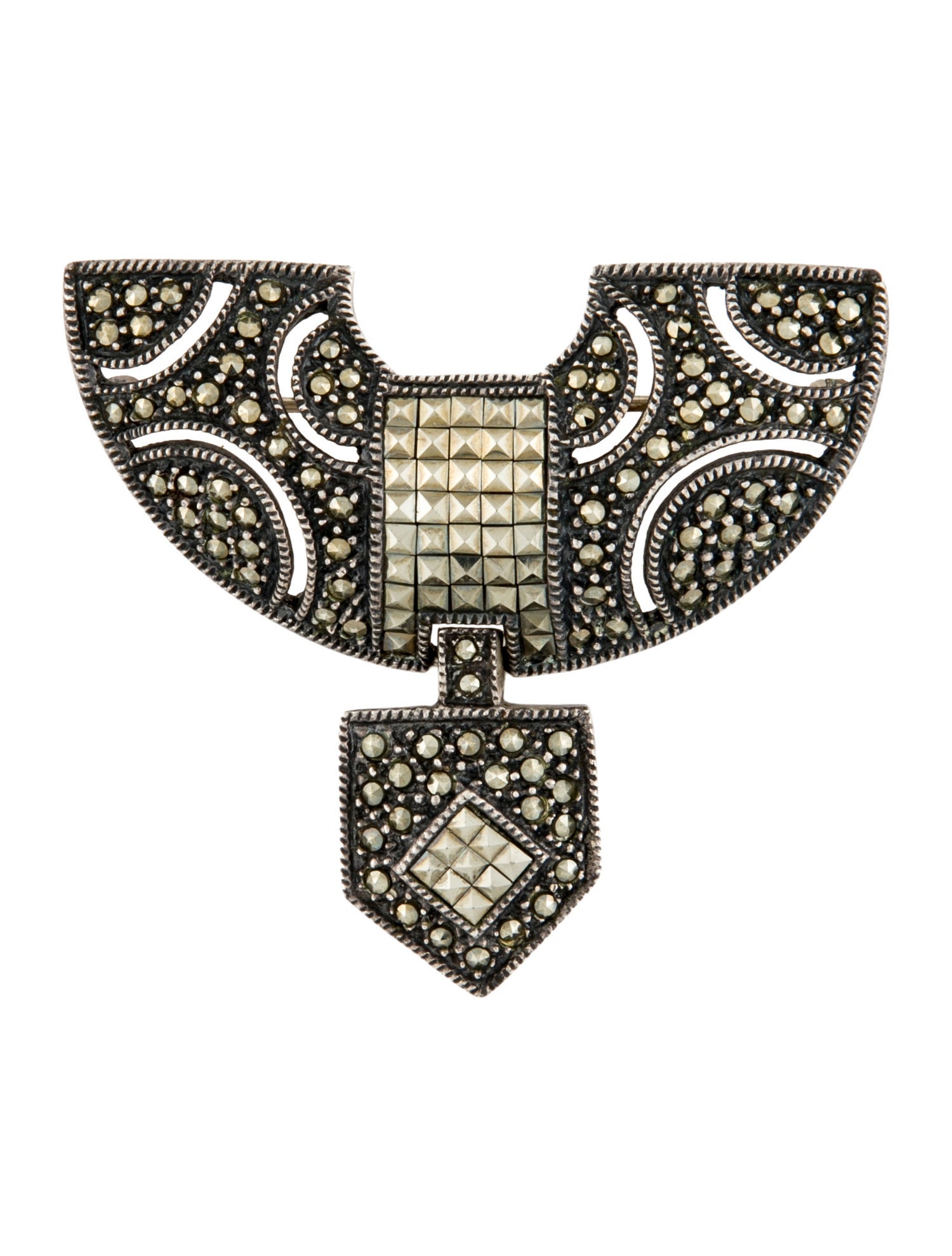 Judith Jack Marcasite Geometric Dangle Brooch