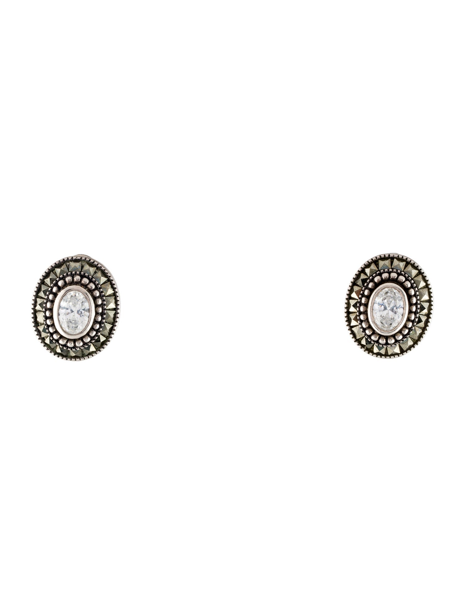 Judith Jack Crystal & Marcasite Earclip Earrings