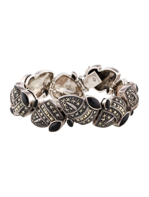 Judith Jack Onyx & Marcasite Link Bracelet