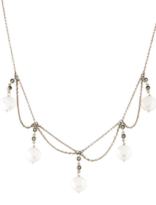 Judith Jack Pearl & Marcasite Station Necklace