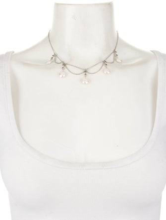 Judith Jack Pearl & Marcasite Station Necklace