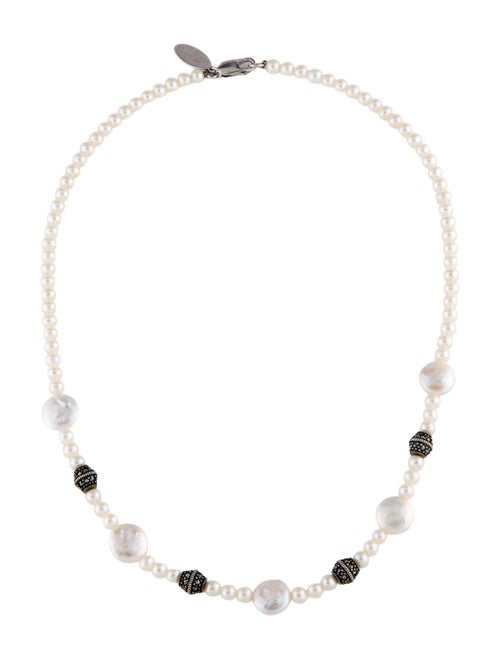 Judith Jack Pearl & Marcasite Collar Necklace