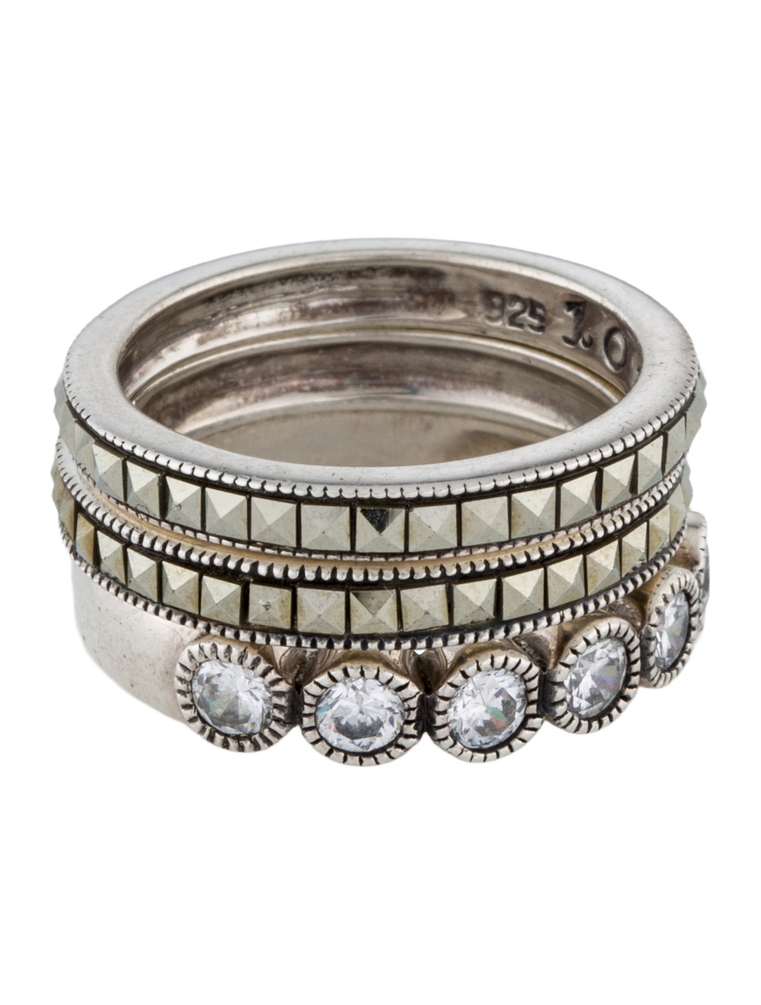 Judith Jack Cubic Zirconia & Marcasite Band Ring Set