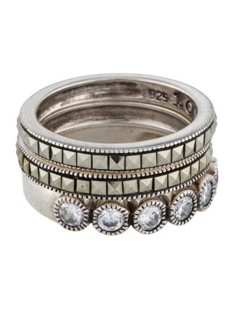 Judith Jack Cubic Zirconia & Marcasite Band Ring Set