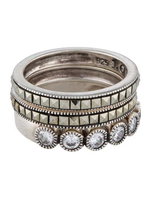 Judith Jack Cubic Zirconia & Marcasite Band Ring Set