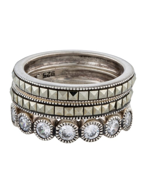 Judith Jack Cubic Zirconia & Marcasite Band Ring Set