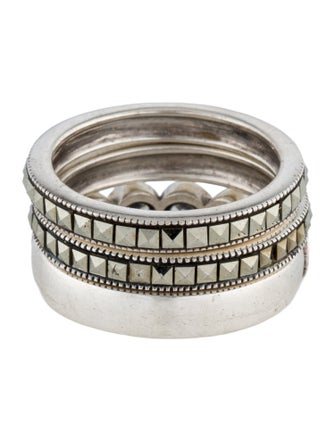 Judith Jack Cubic Zirconia & Marcasite Band Ring Set