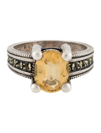 Judith Jack Citrine & Marcasite Cocktail Ring