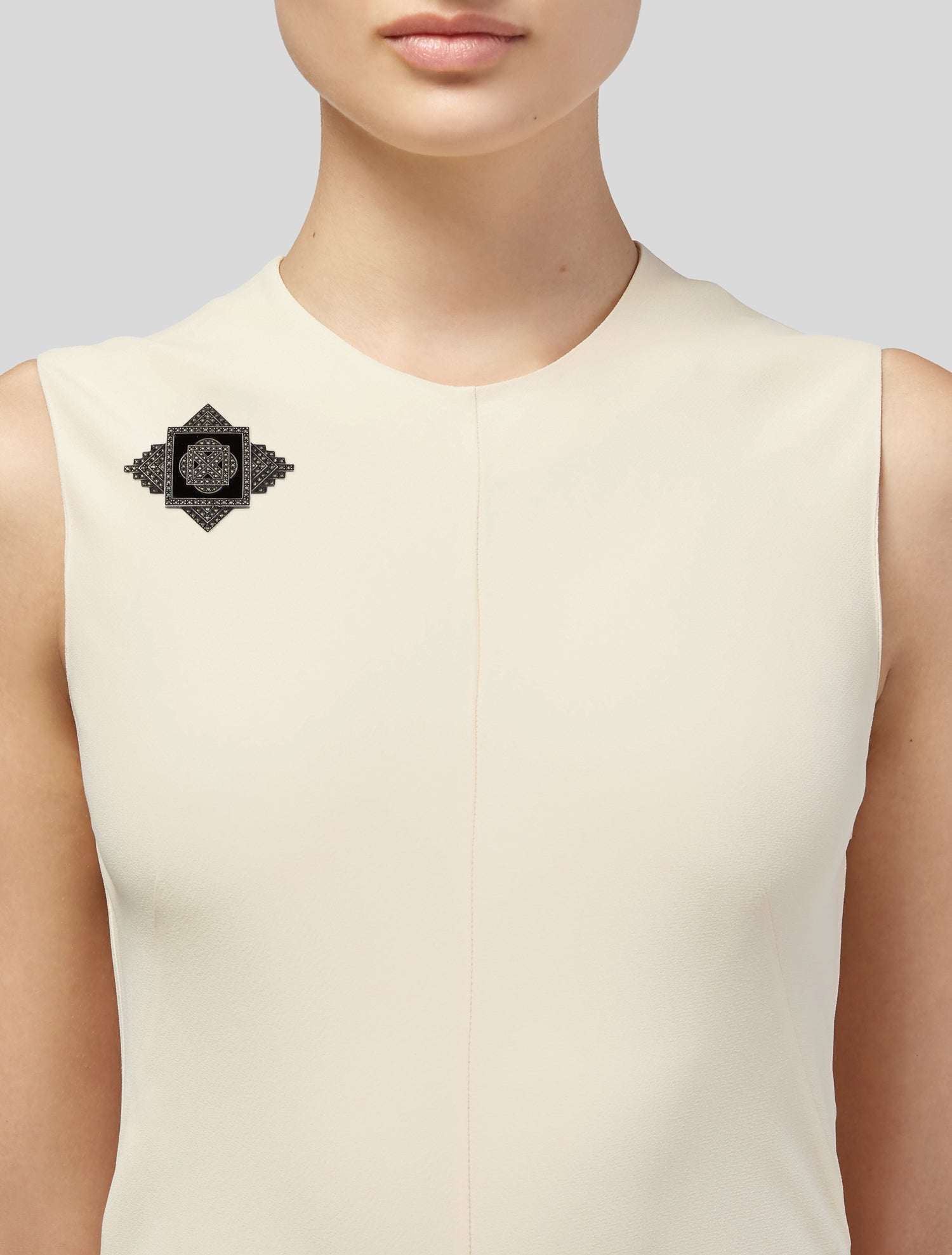 Judith Jack Onyx & Marcasite Art Deco Brooch