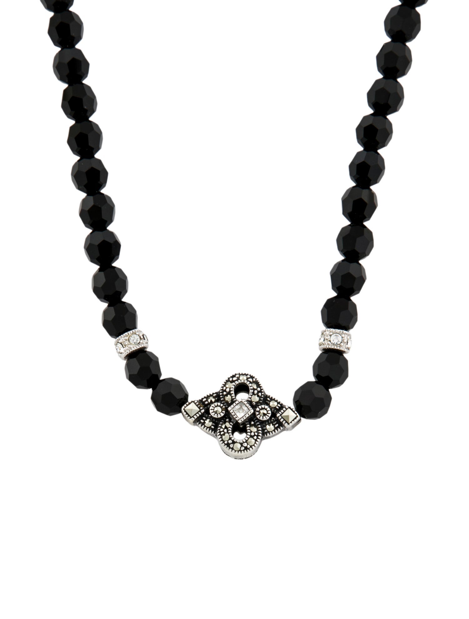 Judith Jack Marcasite & Glass Bead Pendant Necklace