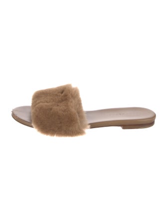 Jenni Kayne Leather Fur Trim Slides
