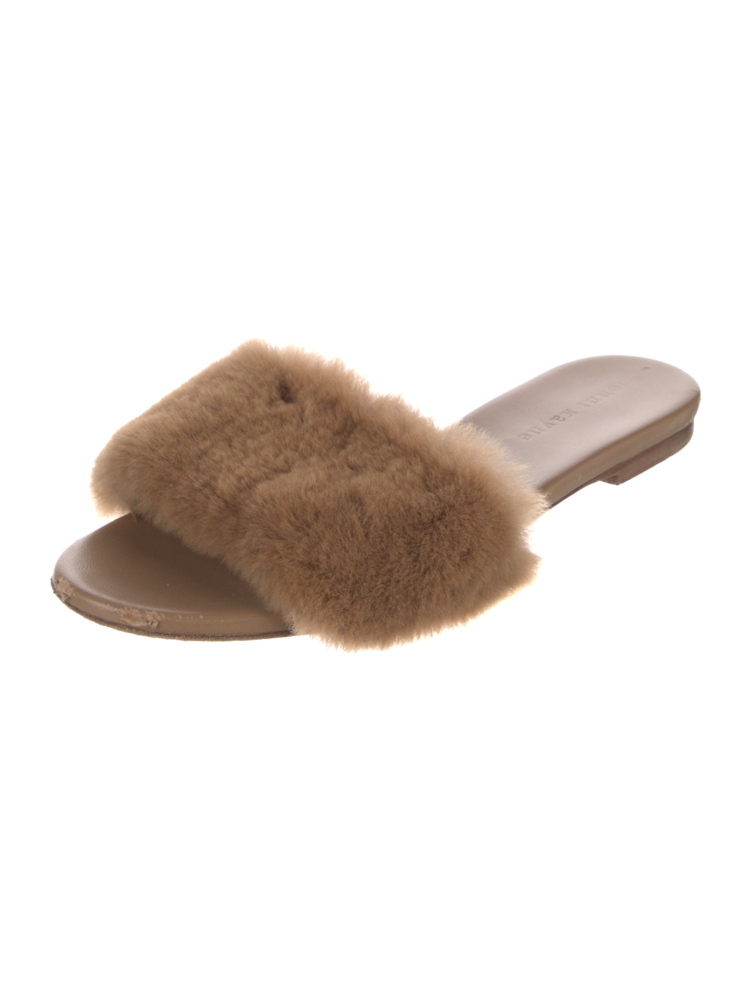 Jenni Kayne Leather Fur Trim Slides