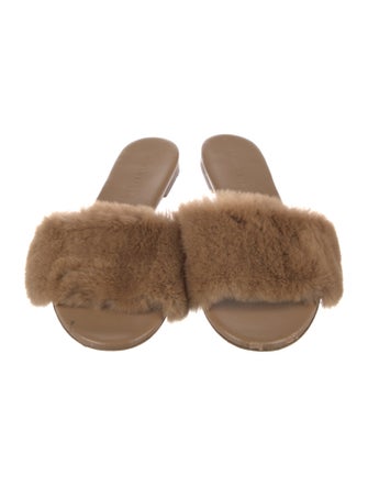 Jenni Kayne Leather Fur Trim Slides