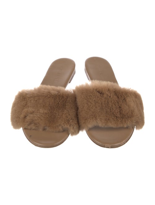 Jenni Kayne Leather Fur Trim Slides