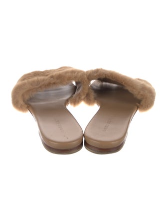 Jenni Kayne Leather Fur Trim Slides