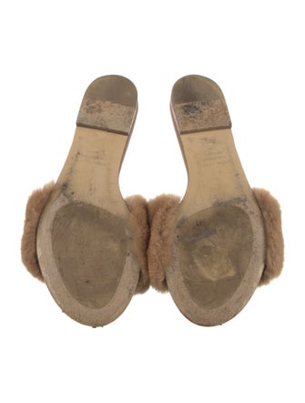 Jenni Kayne Leather Fur Trim Slides