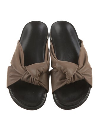 Jenni Kayne Leather Pleated Accents Slides