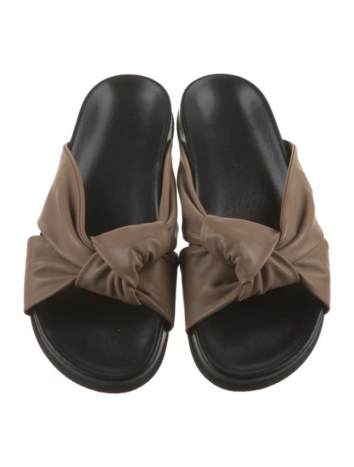 Jenni Kayne Leather Pleated Accents Slides
