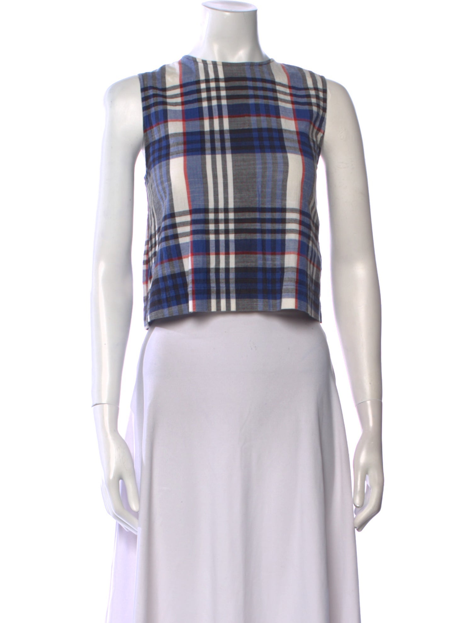 Jenni Kayne Linen Plaid Print Crop Top
