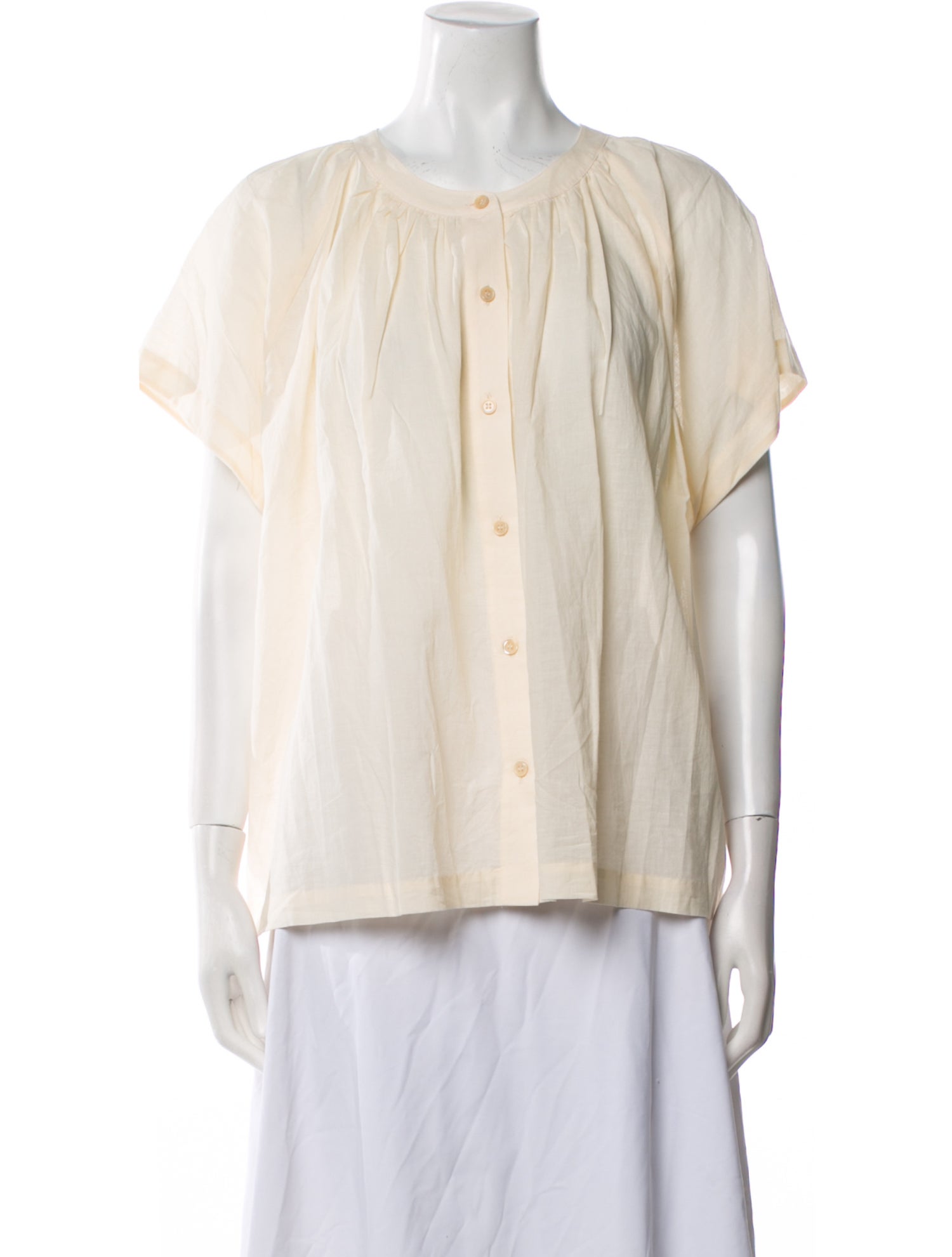 Jenni Kayne Crew Neck Short Sleeve Button-Up Top