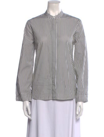 Jenni Kayne Striped Mock Neck Button-Up Top