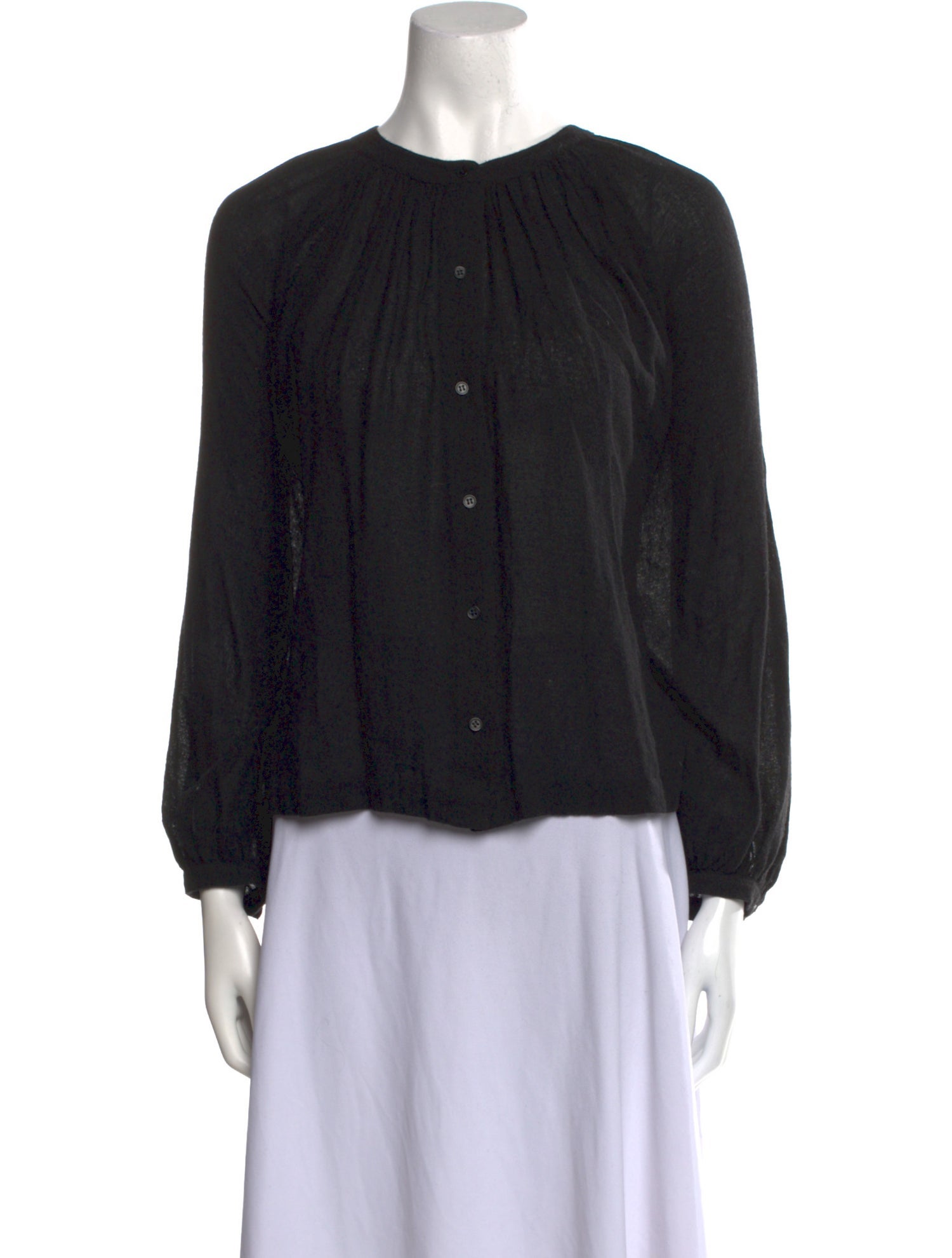 Jenni Kayne Crew Neck Long Sleeve Button-Up Top