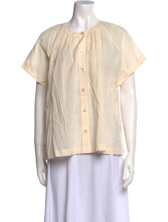 Jenni Kayne Crew Neck Short Sleeve Button-Up Top