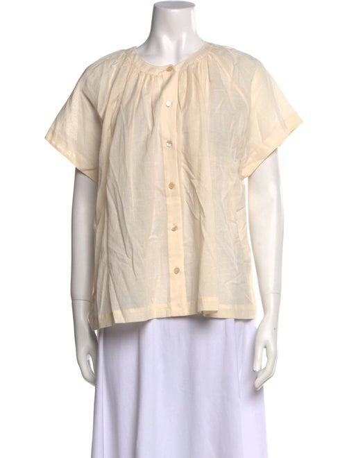 Jenni Kayne Crew Neck Short Sleeve Button-Up Top