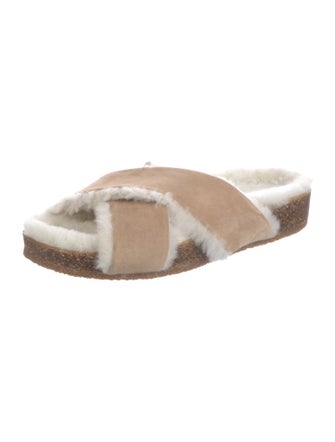 Jenni Kayne Suede Fur Trim Slides