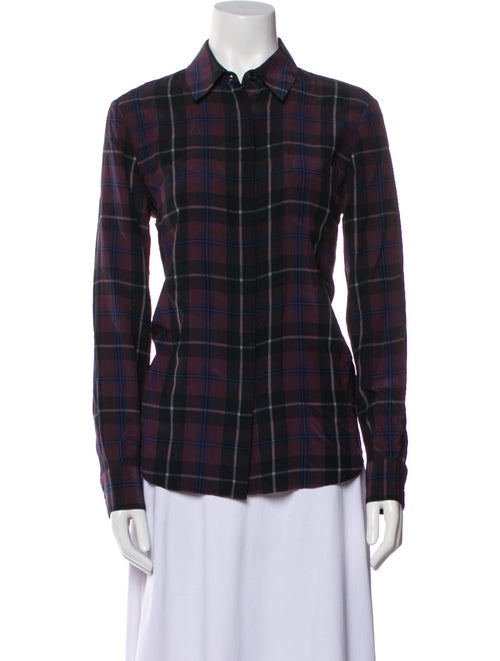 Jenni Kayne Silk Plaid Print Button-Up Top