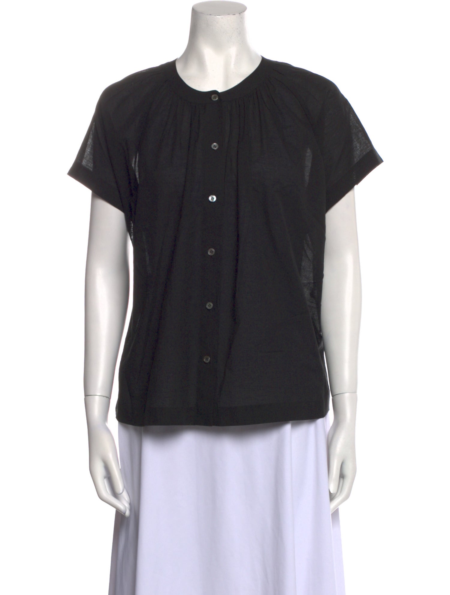 Jenni Kayne Crew Neck Short Sleeve Button-Up Top