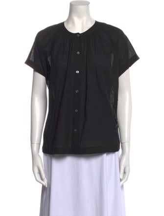 Jenni Kayne Crew Neck Short Sleeve Button-Up Top