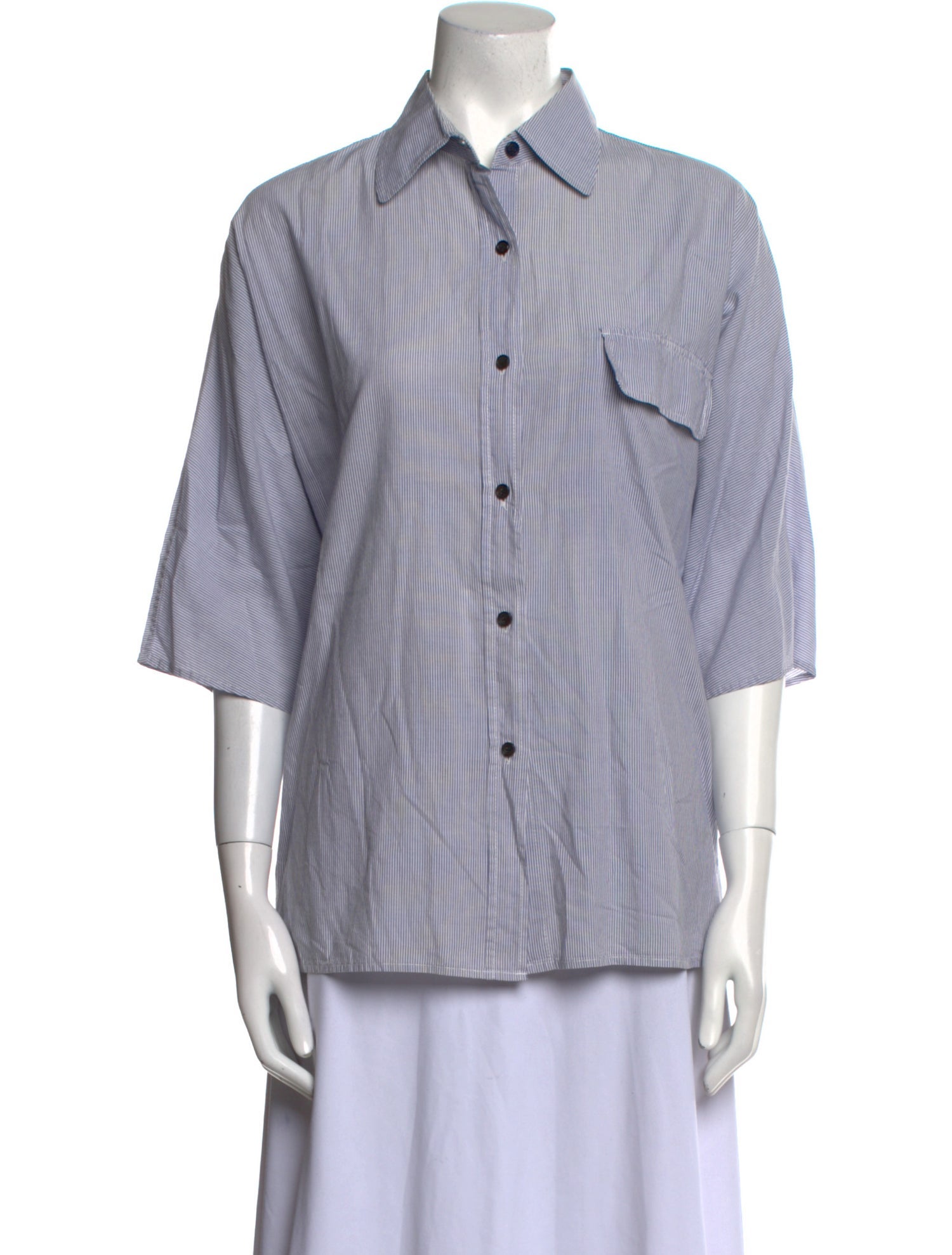 Jenni Kayne Striped Three-Quarter Sleeve Button-Up Top