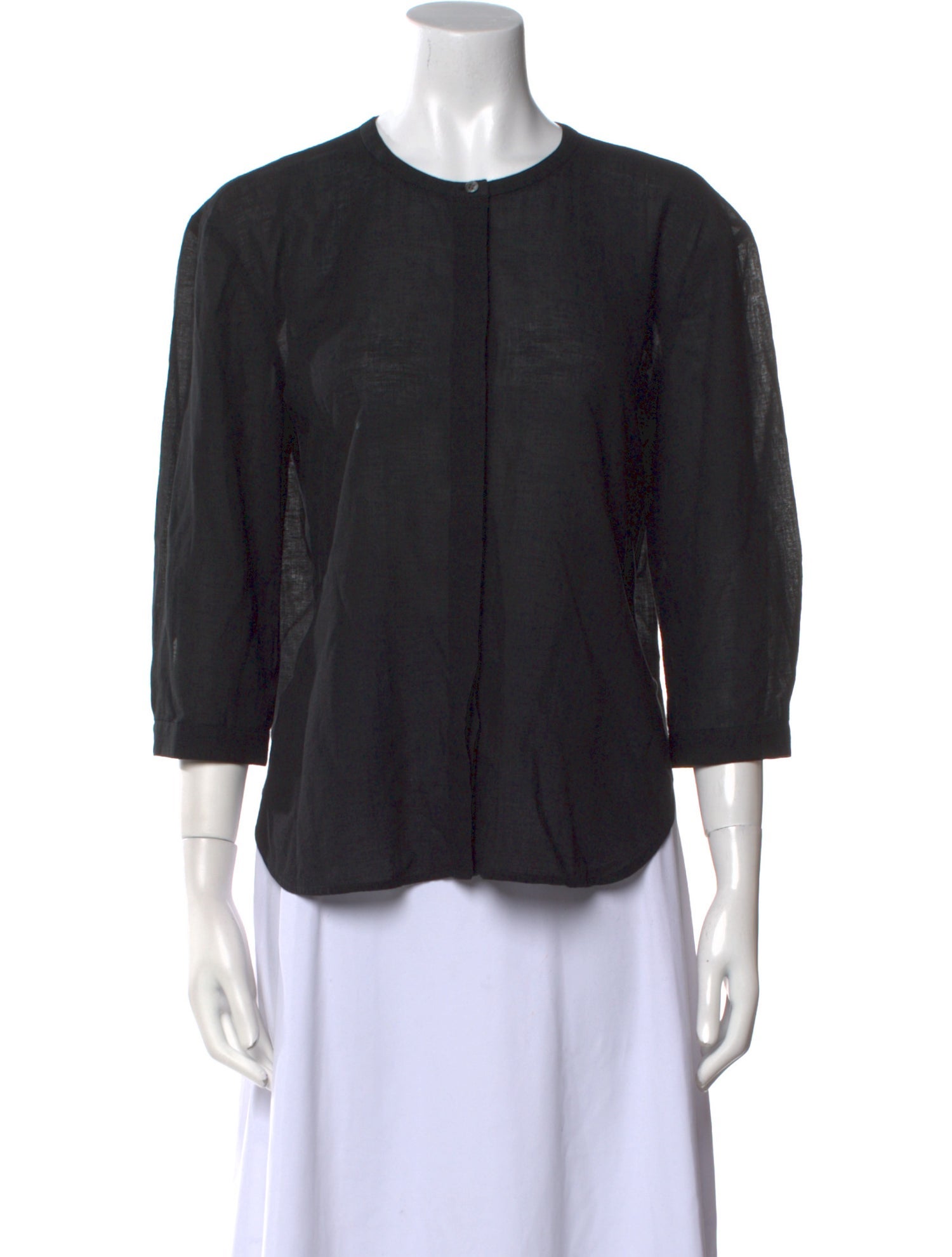 Jenni Kayne Crew Neck Three-Quarter Sleeve Button-Up Top