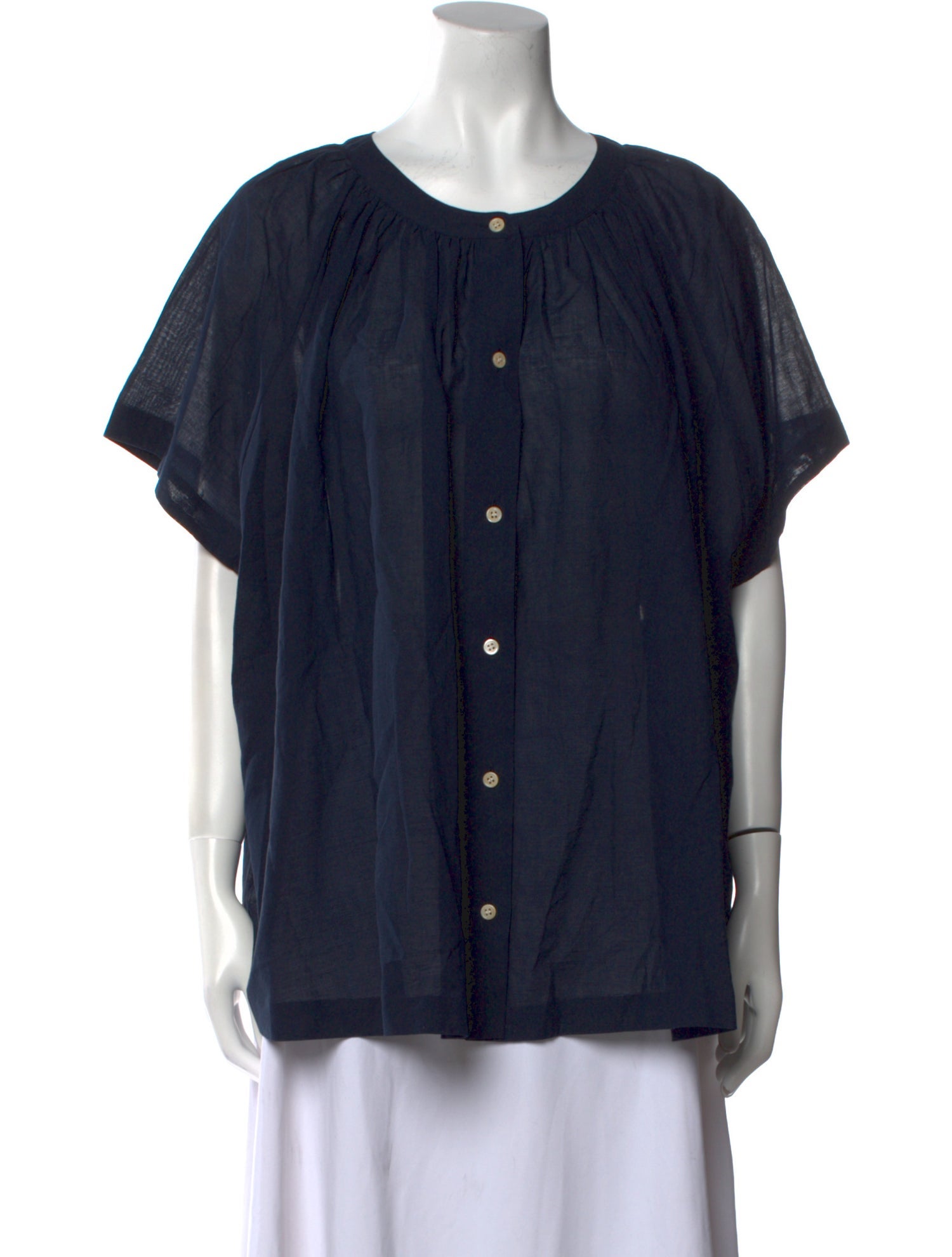 Jenni Kayne Scoop Neck Short Sleeve Button-Up Top w/ Tags