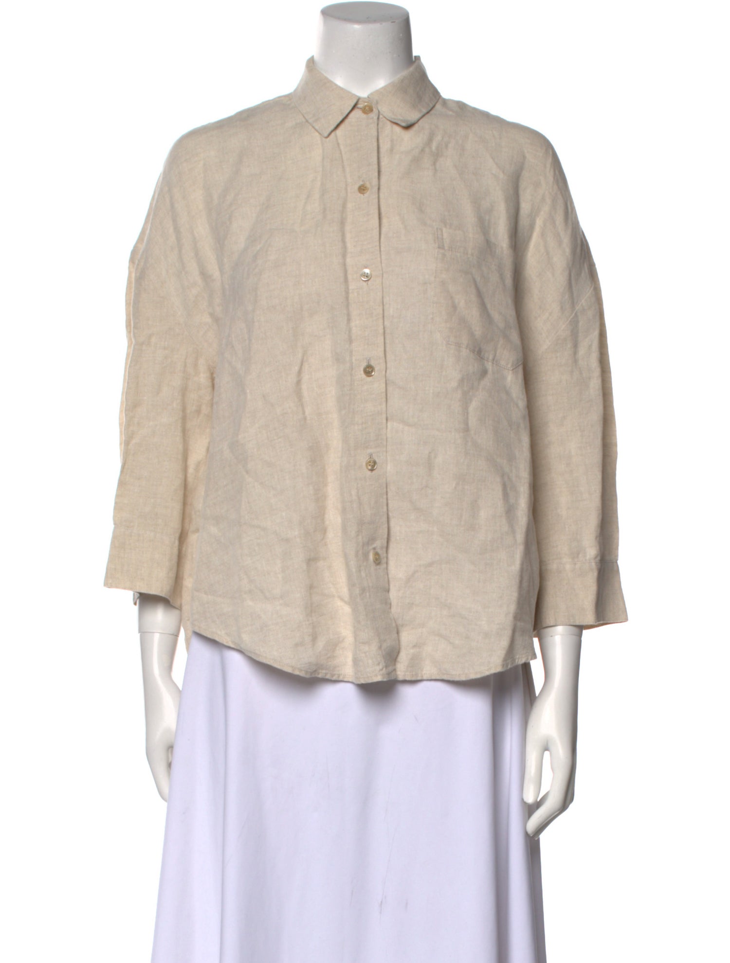 Jenni Kayne Linen Three-Quarter Sleeve Button-Up Top