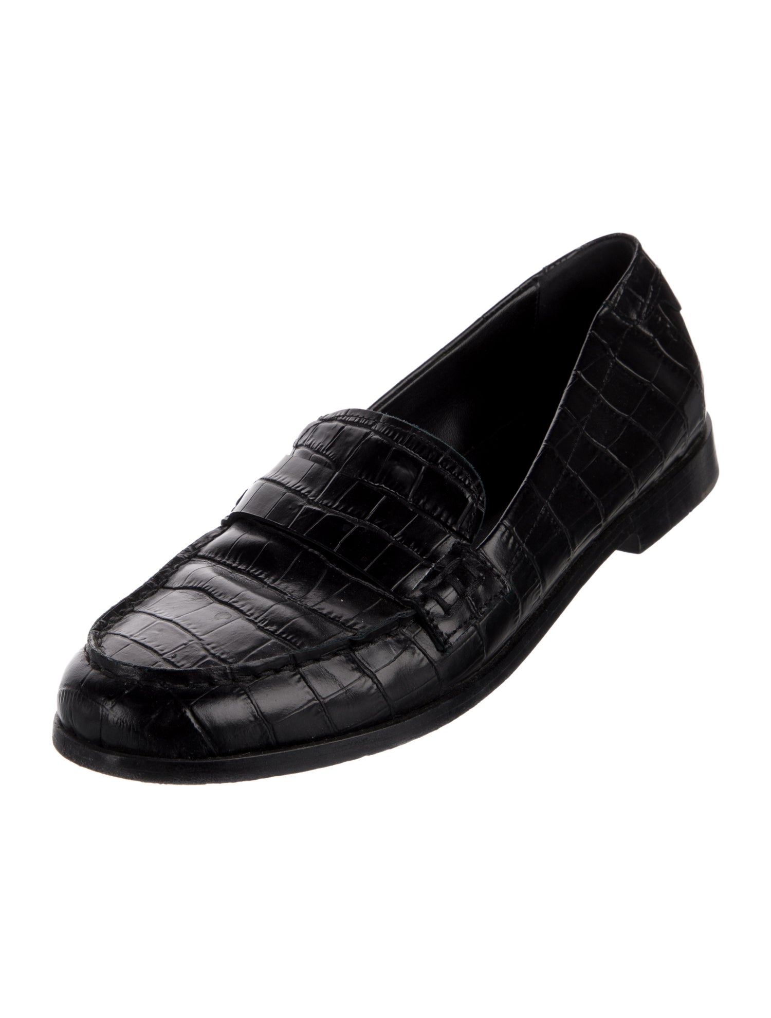 Jenni Kayne Embossed Leather Whipstitch Trim Loafers