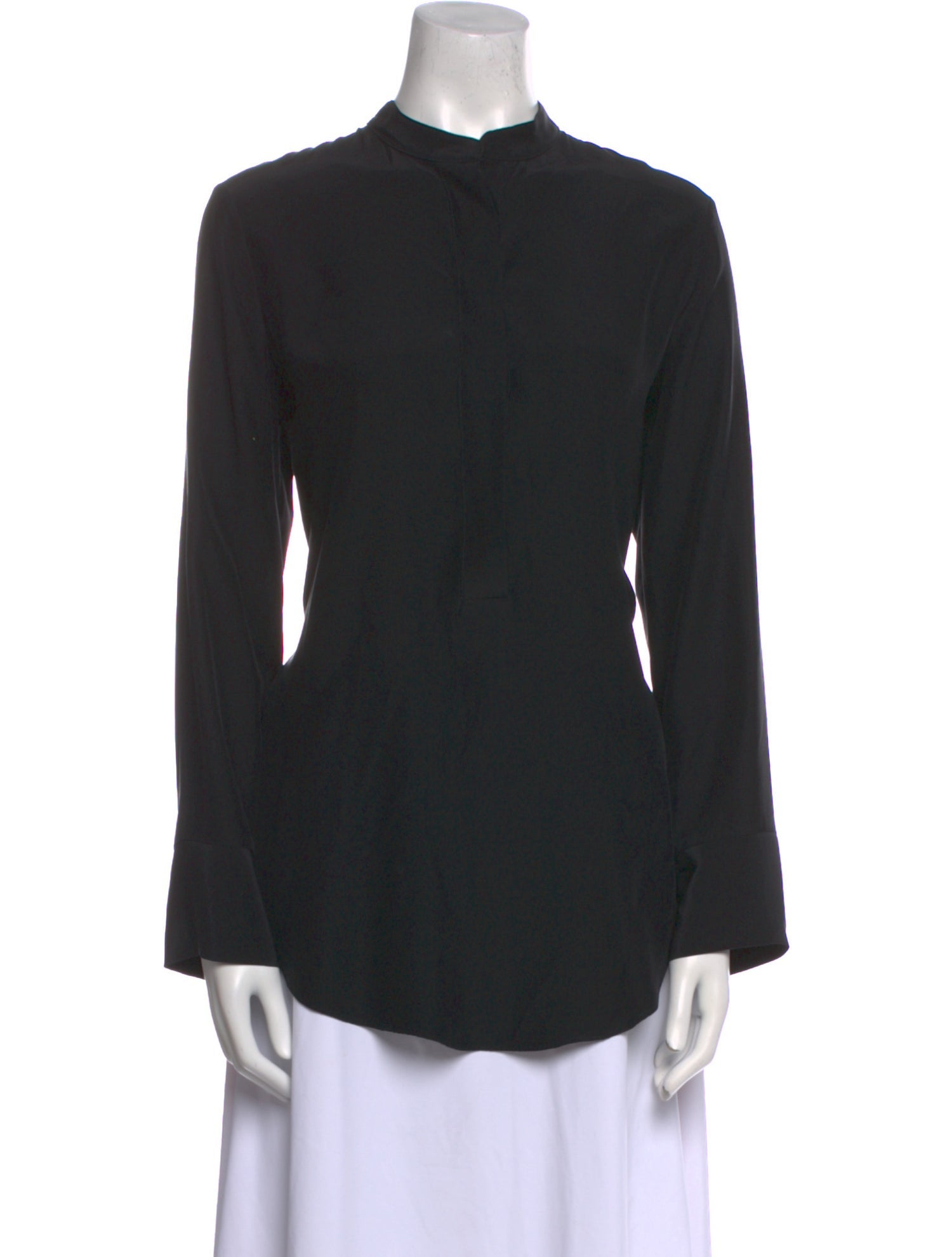 Jenni Kayne Silk Mock Neck Button-Up Top