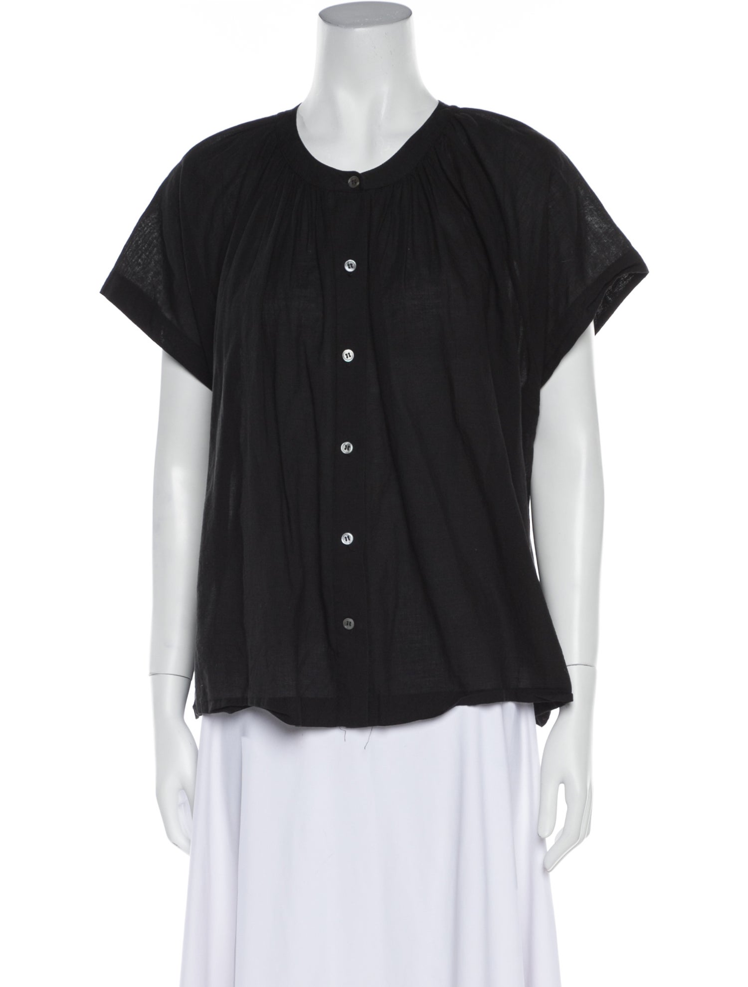 Jenni Kayne Crew Neck Short Sleeve Button-Up Top