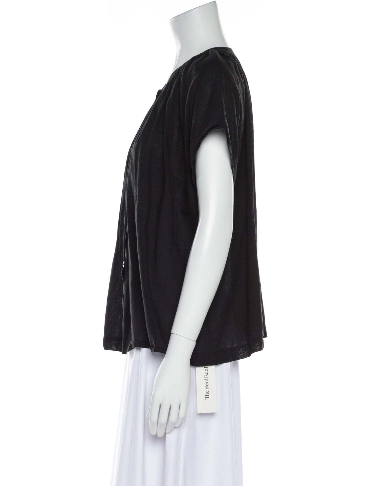 Jenni Kayne Crew Neck Short Sleeve Button-Up Top