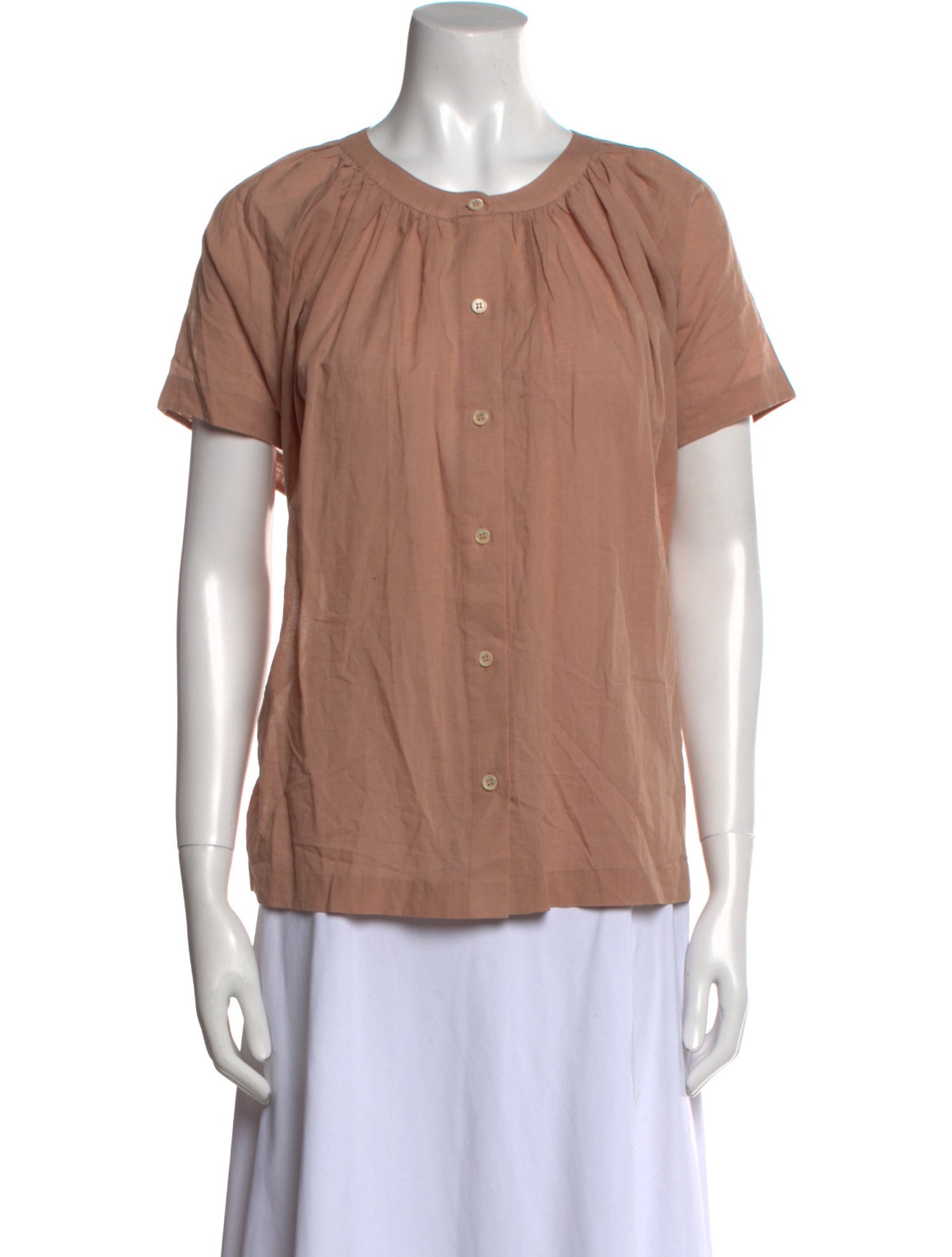 Jenni Kayne Crew Neck Short Sleeve Button-Up Top
