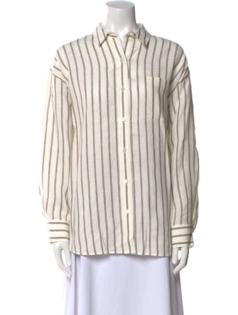 Jenni Kayne Linen Striped Button-Up Top
