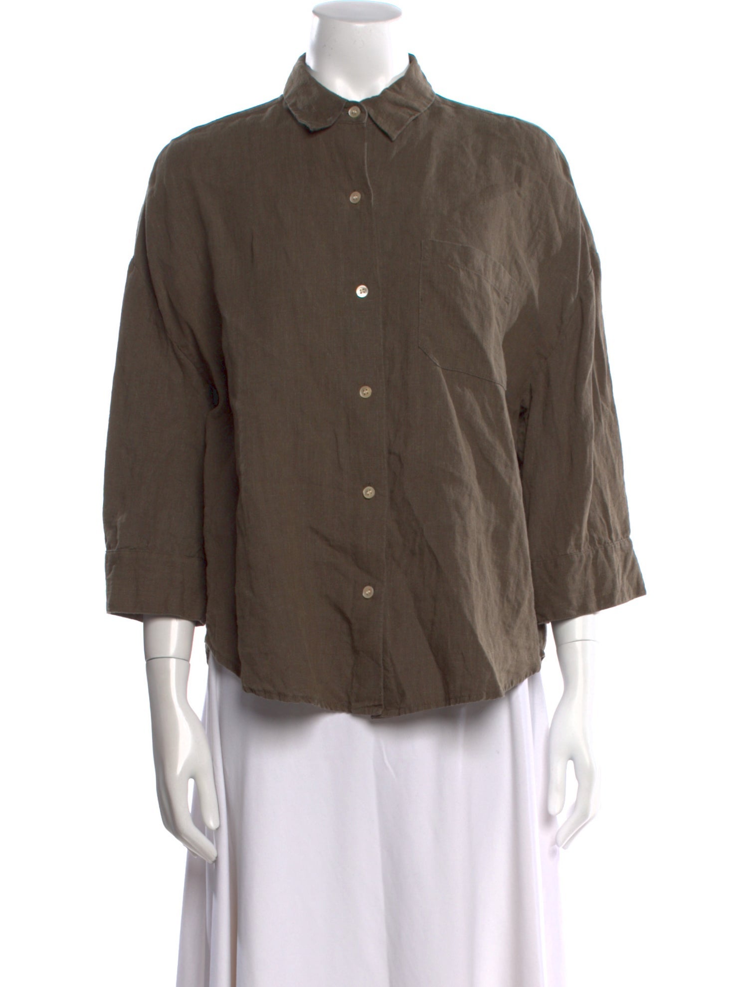 Jenni Kayne Linen Three-Quarter Sleeve Button-Up Top
