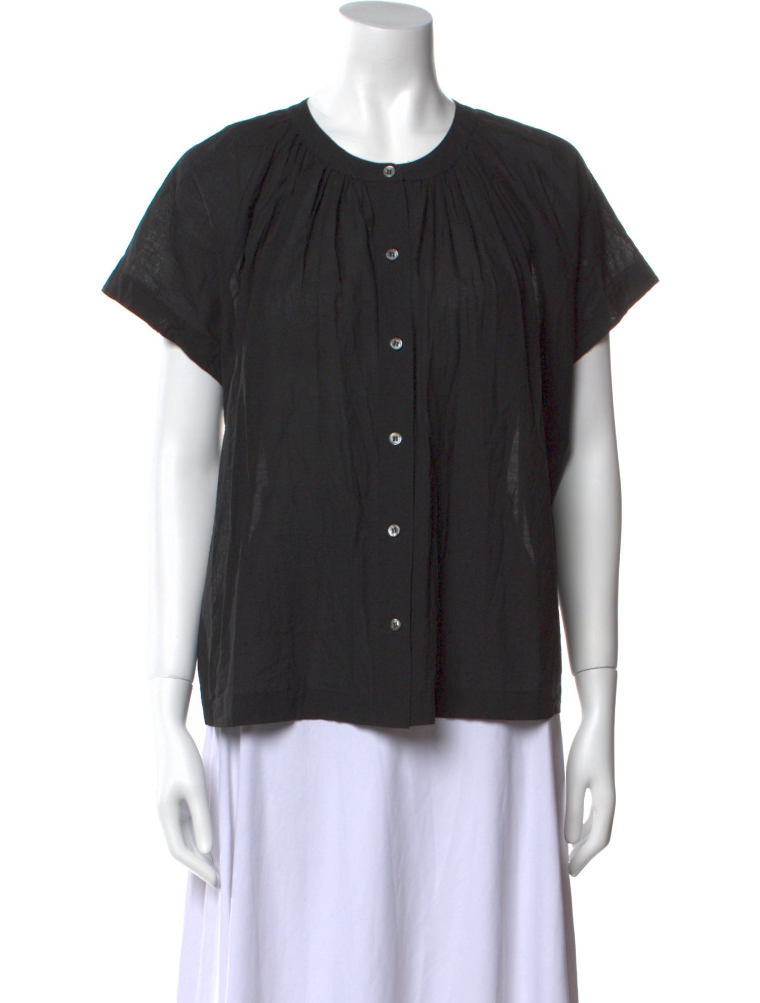 Jenni Kayne Crew Neck Short Sleeve Button-Up Top