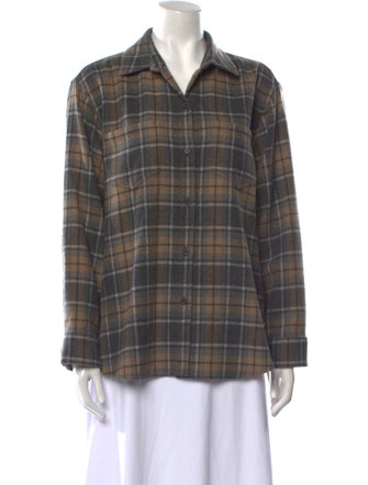 Jenni Kayne Wool Plaid Print Button-Up Top
