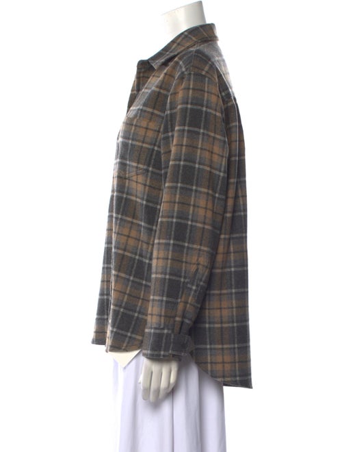 Jenni Kayne Wool Plaid Print Button-Up Top