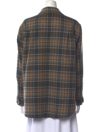 Jenni Kayne Wool Plaid Print Button-Up Top