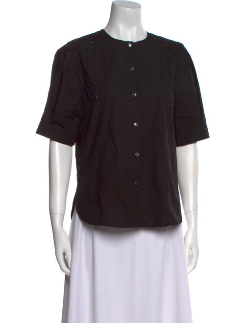Jenni Kayne Crew Neck Short Sleeve Button-Up Top