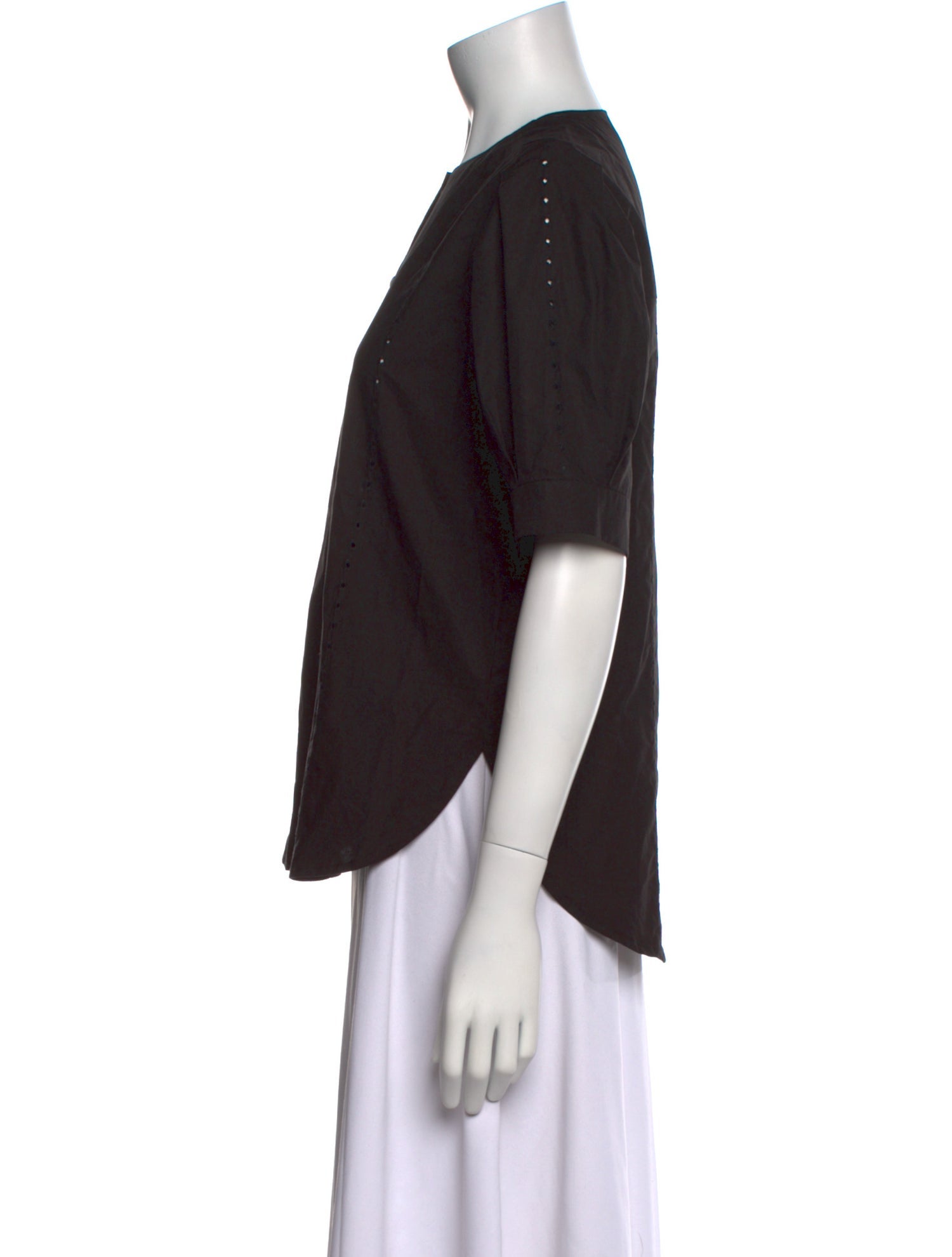 Jenni Kayne Crew Neck Short Sleeve Button-Up Top